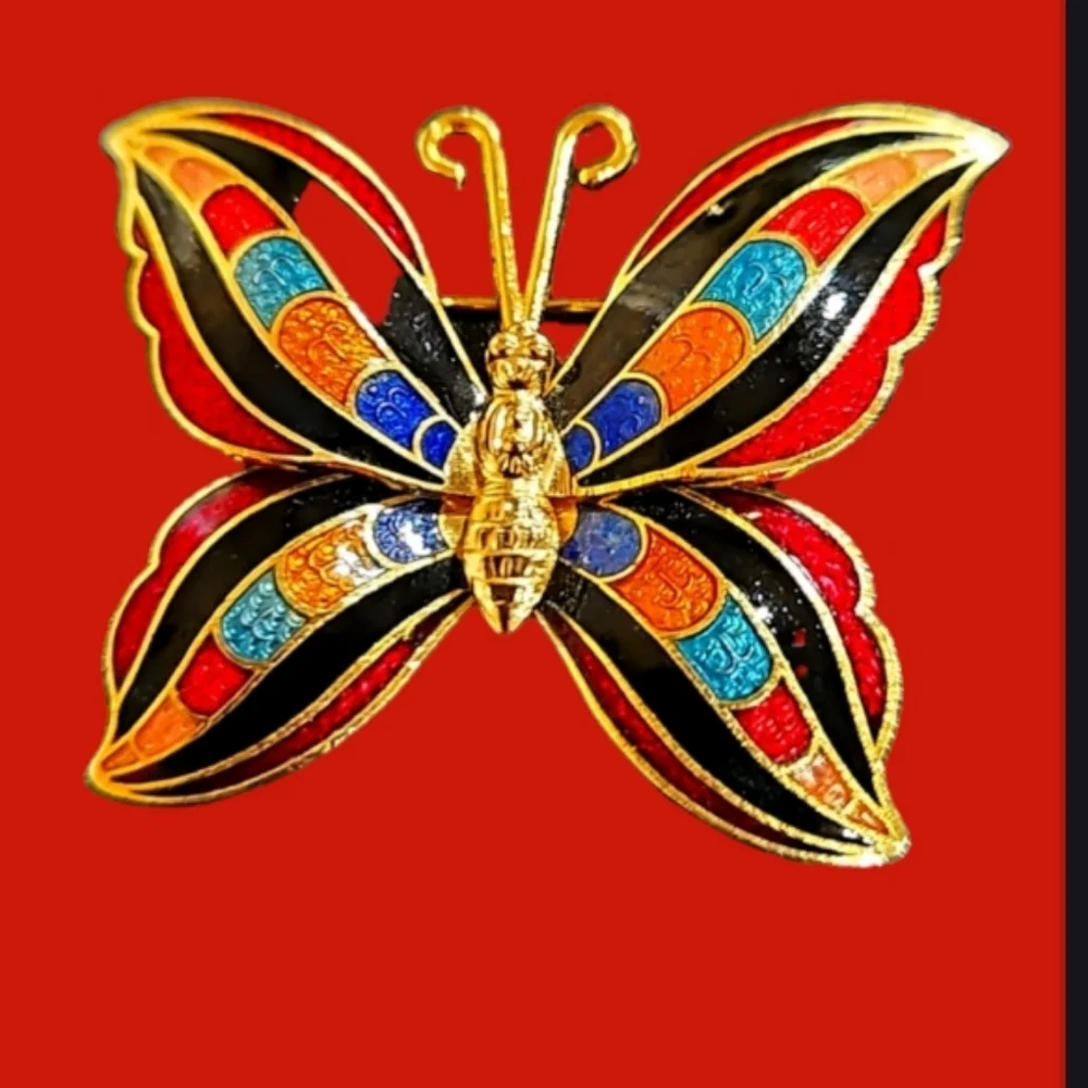 BUTTERFLY ENAMEL BROOCH MULTICOLORED‎